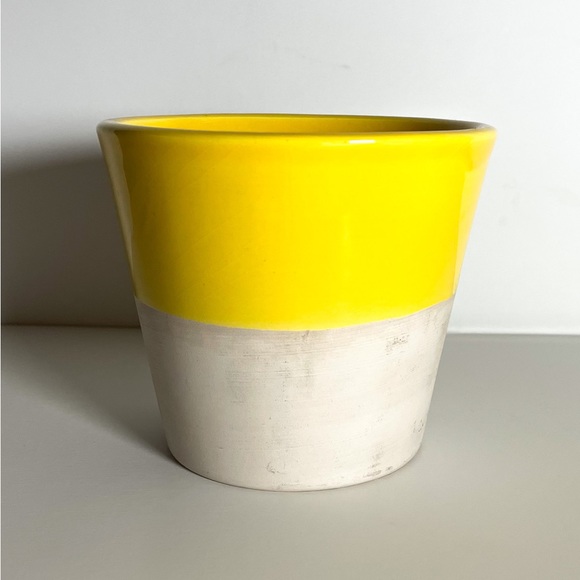 Set of 2! Crate & Barrel Carnivale Mini Planters, 4” in Yellow - Picture 4 of 6